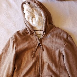 Green Tea Brown Hoodie Plush Lining Ladies Size M